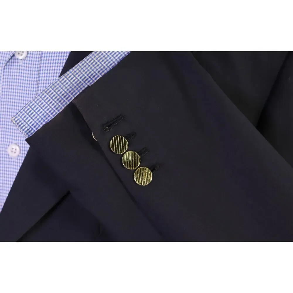 Mario Bosco Adrian Jules Navy Blue Gold Metal Buttons Wool Blazer Jacket 44R